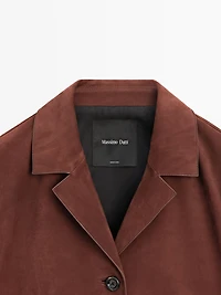 Nubuck leather blazer with lapel