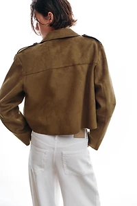CROPPED FAUX SUEDE JACKET
