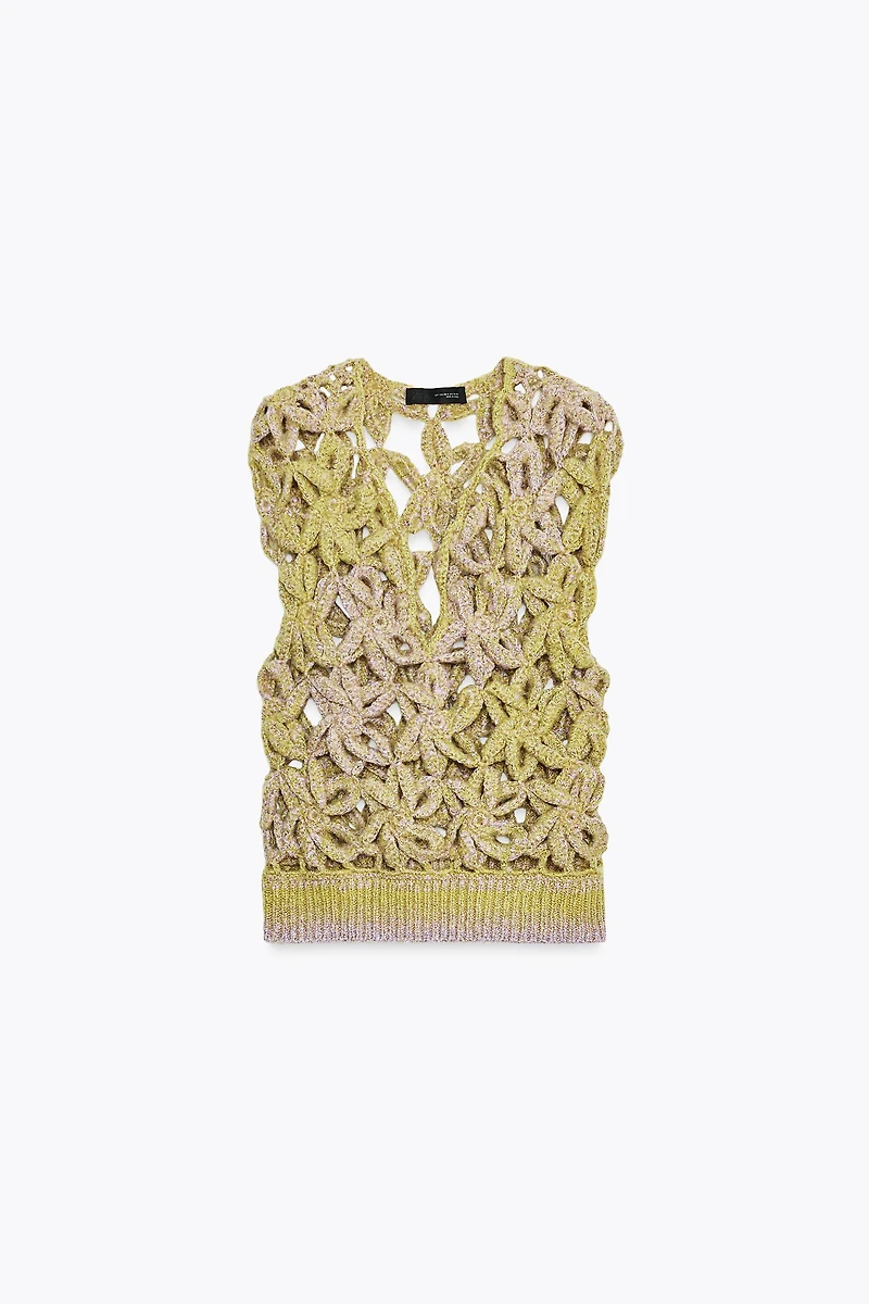 GRADIENT CROCHET KNIT VEST TOP