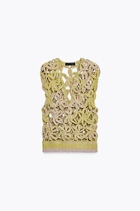 GRADIENT CROCHET KNIT VEST TOP