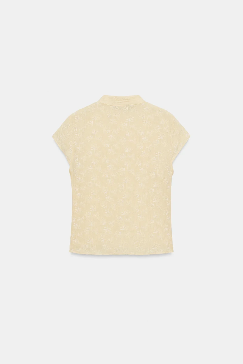 EMBROIDERED MANDARIN COLLAR SHIRT