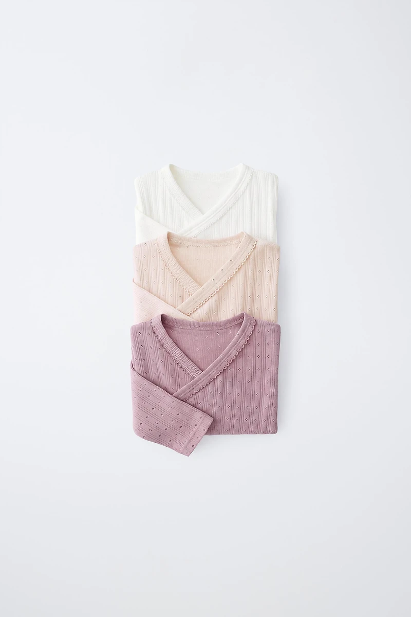 Three-Pack Pointelle Crossover Bodysuits