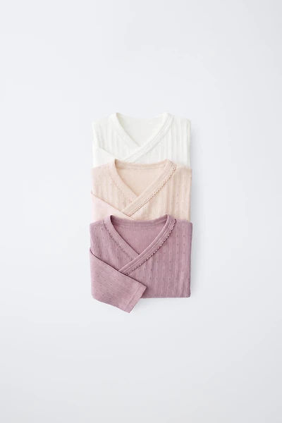 Three-Pack Pointelle Crossover Bodysuits