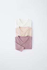 Three-Pack Pointelle Crossover Bodysuits
