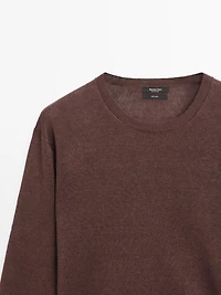 100% linen knit crew neck sweater