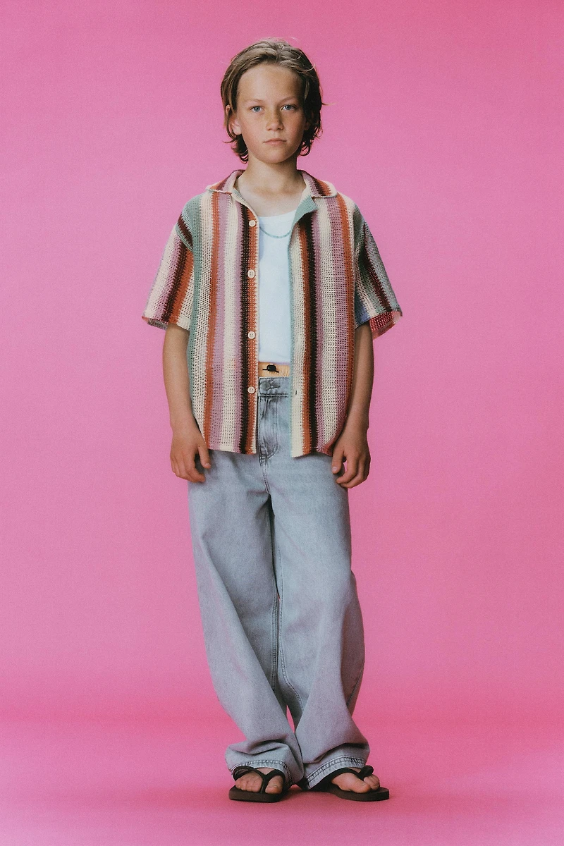 CROCHET STRIPED SHIRT