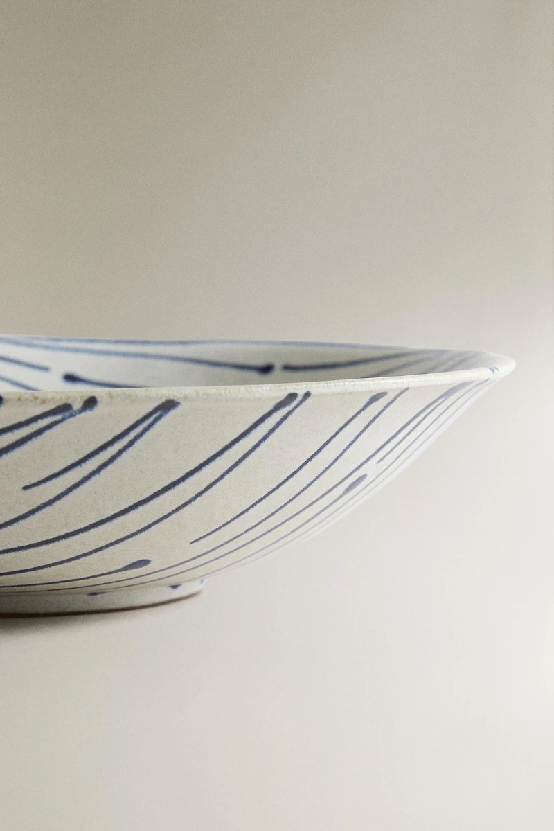 STRIPED EARTHENWARE SALAD BOWL