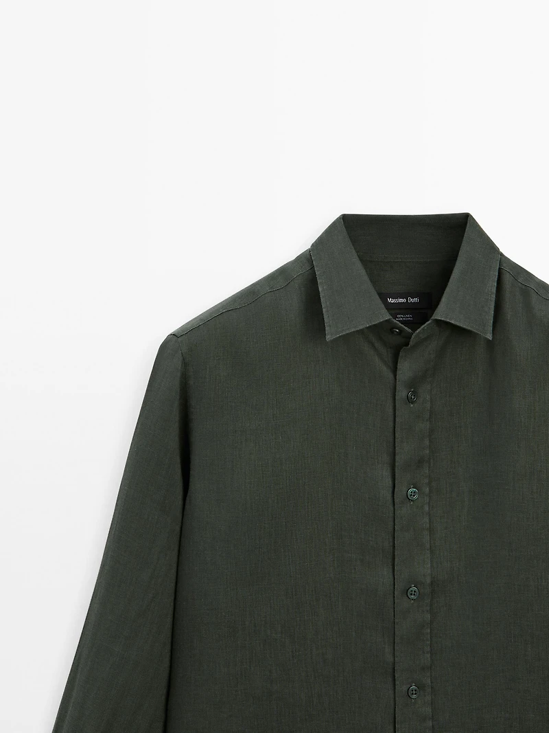100% linen slim fit shirt