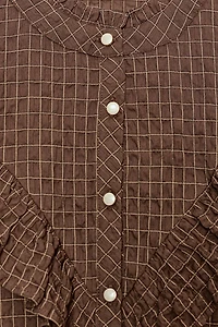 BLOUSE À CARREAUX ET VOLANTS