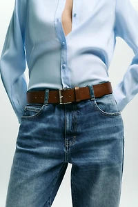 SQUARE BUCKLE LEATHER BELT