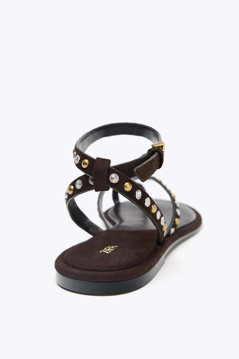 BEADED LEATHER SANDALS