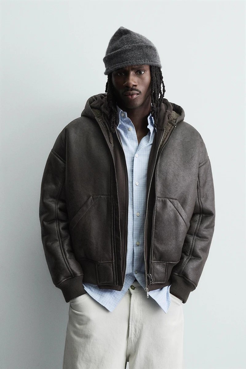 DOUBLE FACED FAUX LEATHER JACKET