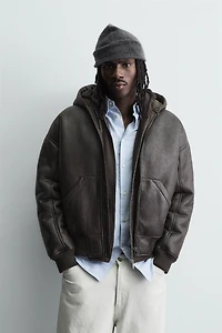 DOUBLE FACED FAUX LEATHER JACKET