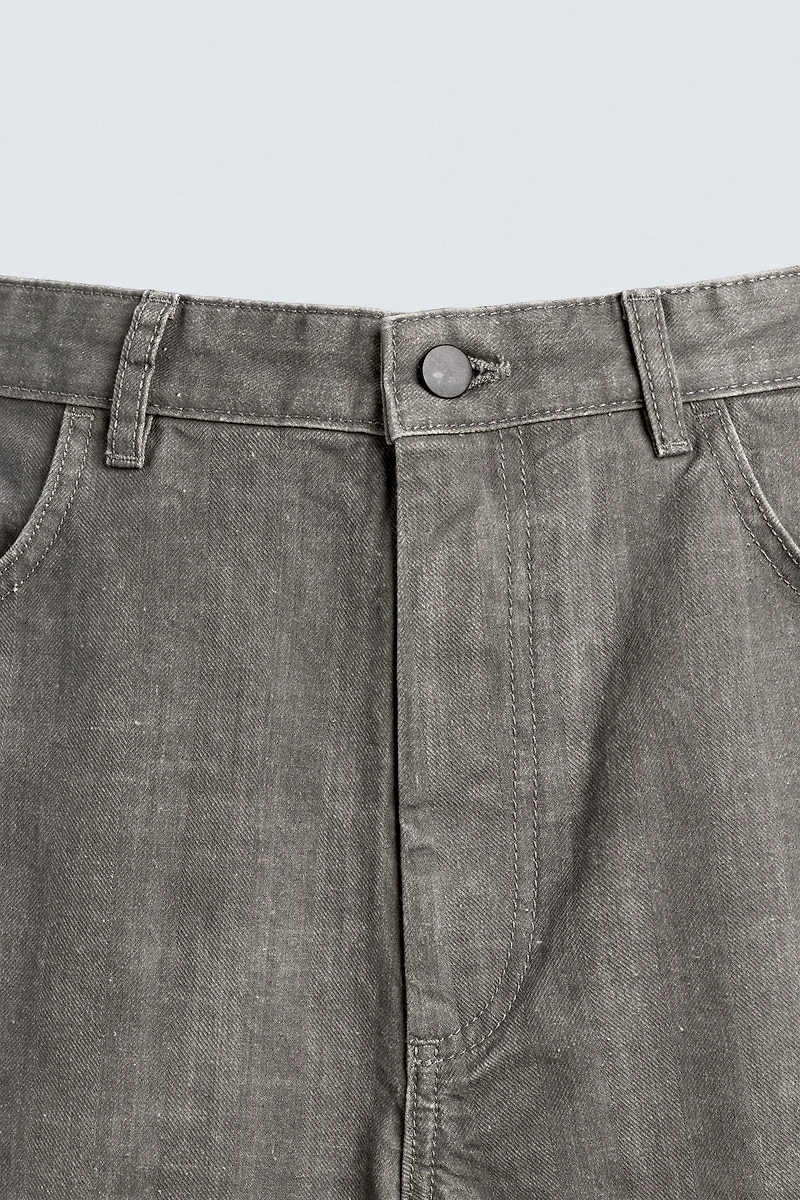 STRAIGHT FIT HERRINGBONE PANTS
