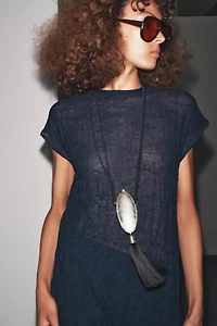 WRINKLED EFFECT FINE KNIT MIDI DRESS