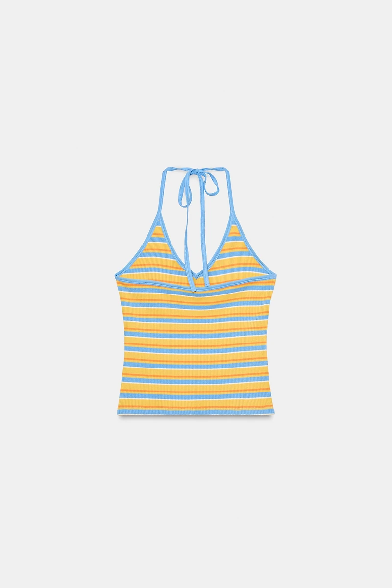 STRIPED HALTER TOP