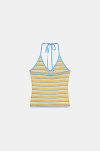 STRIPED HALTER TOP