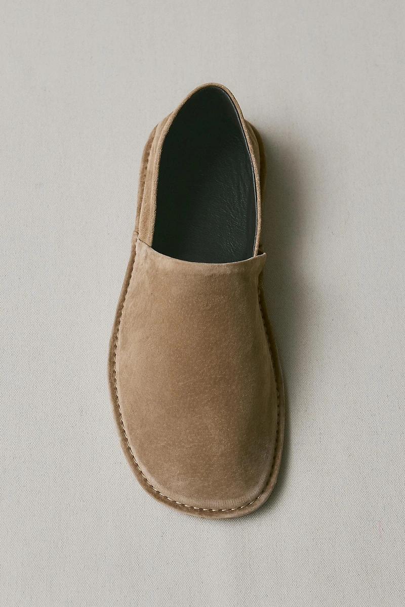 LEATHER FOLDABLE-HEEL SLIPPERS