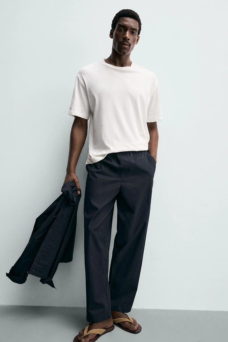 STRAIGHT FIT POPLIN PANTS