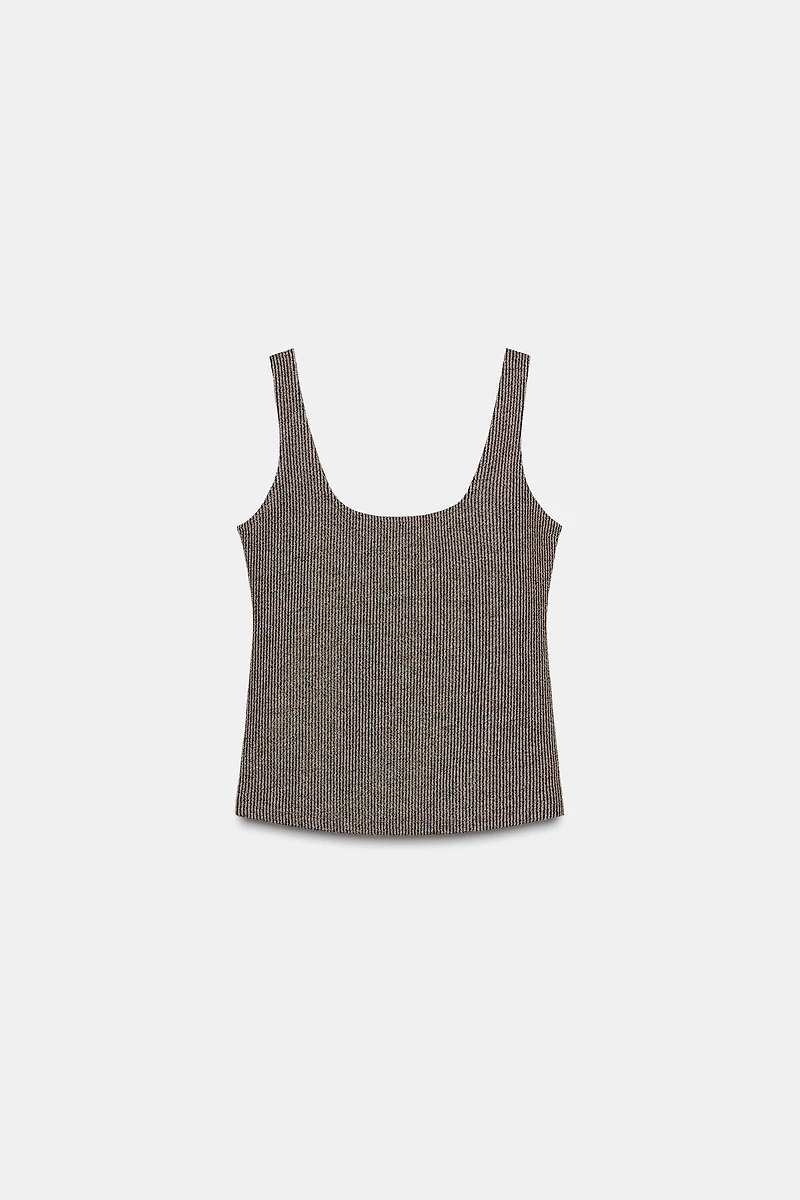 METALLIC THREAD STRAP TOP