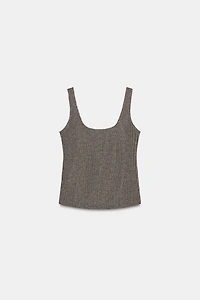 METALLIC THREAD STRAP TOP