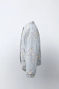 STRIPED EMBROIDERED BOMBER JACKET