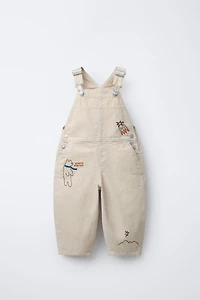 EMBROIDERED CORDUROY OVERALLS