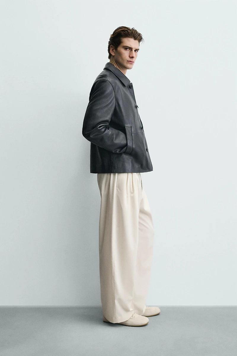 BLOUSON EN CUIR COUPE DÉCONTRACTÉE
