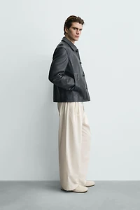 BLOUSON EN CUIR COUPE DÉCONTRACTÉE