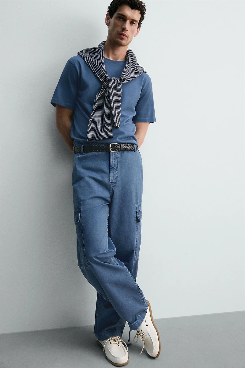 WASHED RELAXED FIT CARGO PANTS
