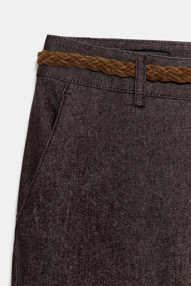BRAIDED BELT CHINO PANTS