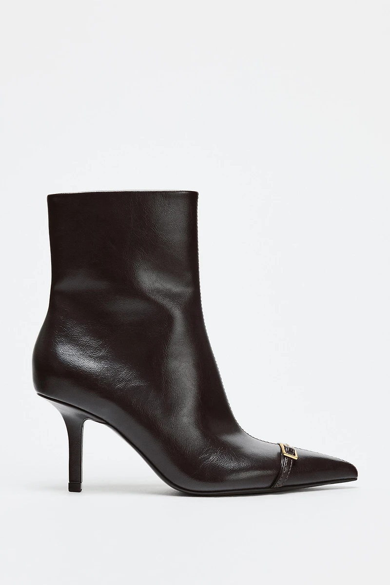 BUCKLE STILETTO ANKLE BOOTS