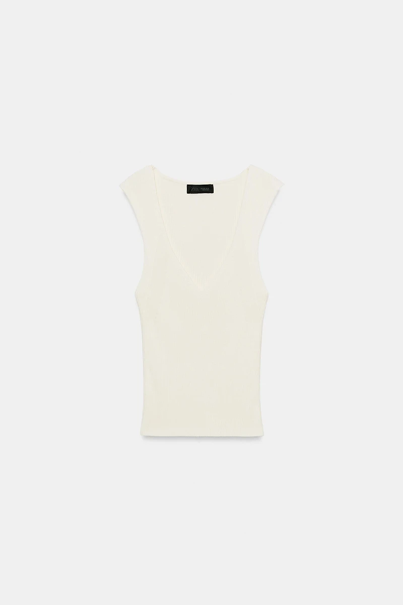 V-NECK RIB KNIT TOP