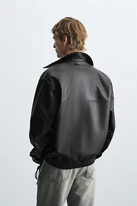 FAUX LEATHER BOMBER JACKET