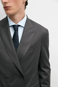 100% cool wool double-breasted suit blazer