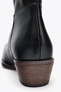 LEATHER COWBOY ANKLE BOOTS