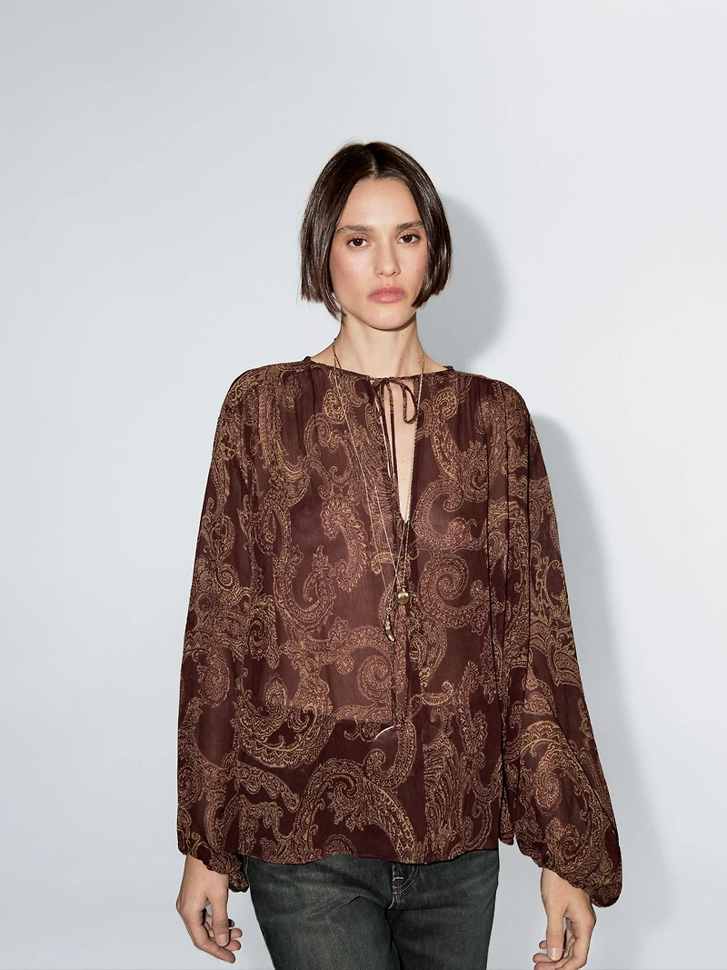Flowing paisley print blouse