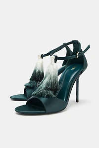 TASSEL HEELED SANDALS