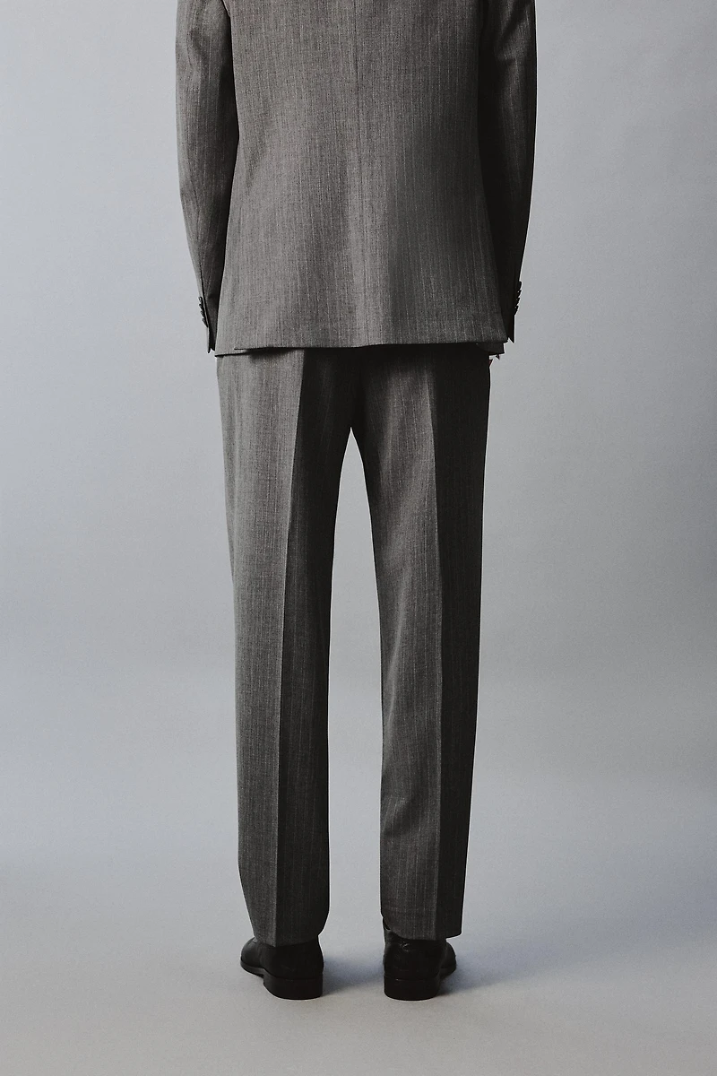PINSTRIPE WOOL SUIT PANTS