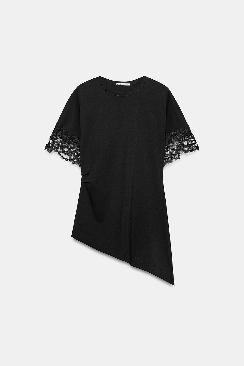ASYMMETRIC LACE T-SHIRT