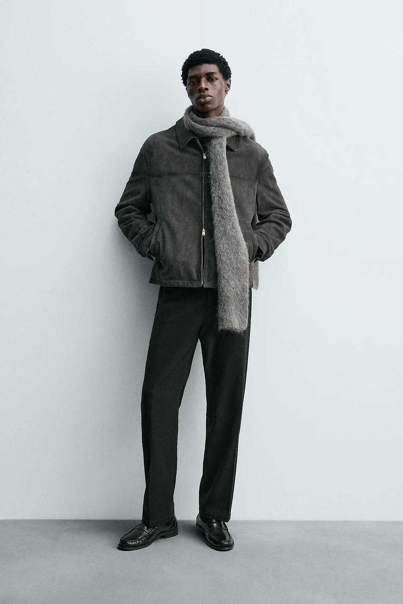 BLOUSON RÉGULAR FIT EN CUIR DAIM