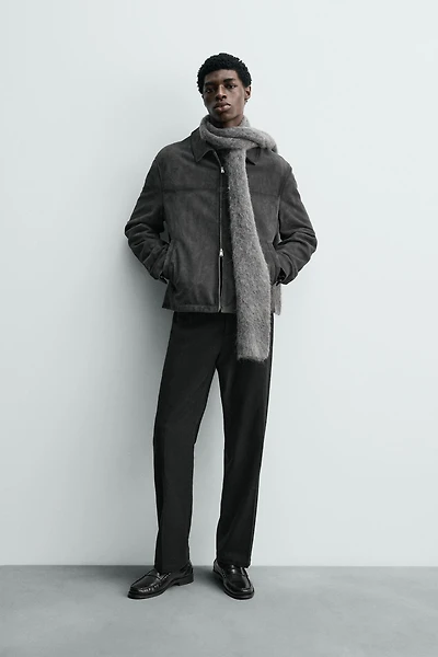 BLOUSON RÉGULAR FIT EN CUIR DAIM