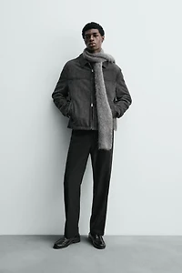 BLOUSON RÉGULAR FIT EN CUIR DAIM