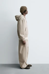 NEOPRENE EFFECT HOODIE ZIP-UP SWEATSHIRT