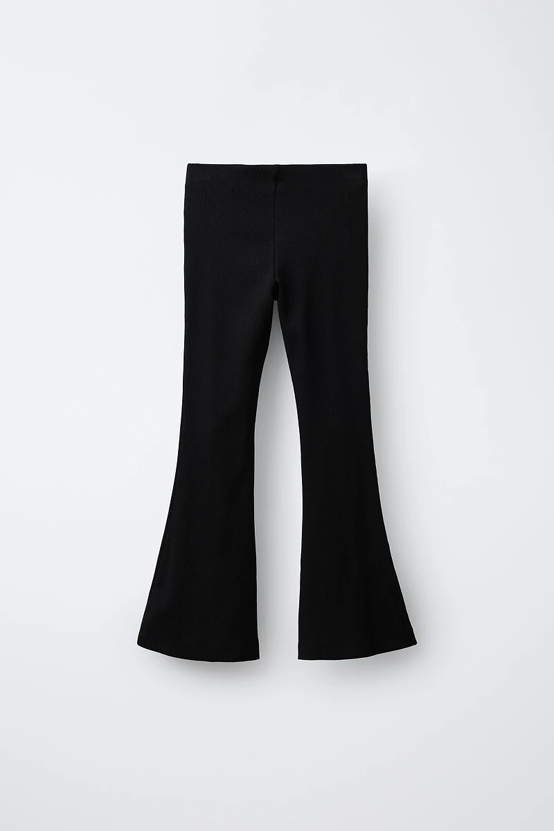 PLAIN RIBBED FLARE LEGGINGS