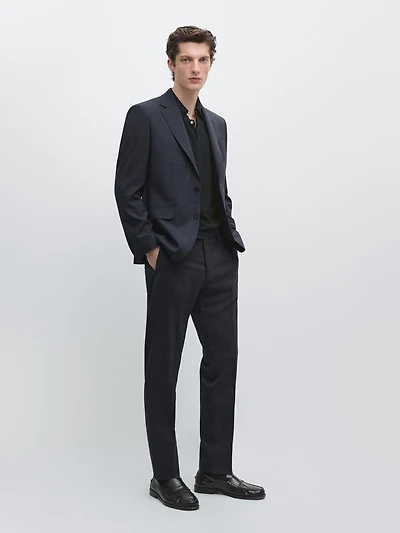 Cool wool blend check suit blazer