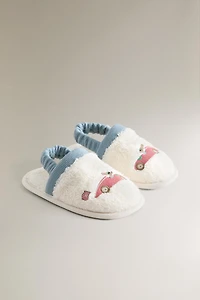 CHILDREN'S TERRYCLOTH BATHROOM RACING DOG SLIPPERS