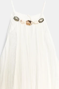 BEADED WRINKLE-EFFECT MIDI DRESS