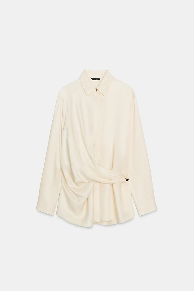 SATIN EFFECT WRAP SHIRT