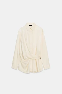 SATIN EFFECT WRAP SHIRT